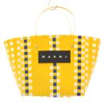 ショッピングMARNI マルニ MARNI フラワーカフェ ピクニックバッグ かごバッグ カゴバッグ トートバッグ ハンドバッグ 編み込み ロゴ 総柄 黄色 イエロー