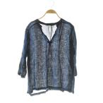 プリット prit リネンシャツ ブラウス ストライプ柄 0 ネイビー ブラック /ES レディース