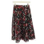 ダイアグラム グレースコンチネンタル 23AW アートプリントプリーツスカート ロング 総柄 イージー 36 黒 赤 0323321248 レディース