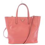 ショッピングプラダ プラダ PRADA サフィアーノソフト 2WAY トートバッグ ハンドバッグ ショルダーバッグ 三角ロゴ レザー ワンカラー ピンク /BB ■OH