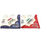 未使用品 セリーヌ CELINE スカーフ 2点セット 総柄 コットン 紺 ネイビー 赤 レッド /AN51 ■OH レディース