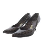 サルヴァトーレフェラガモ Salvatore Ferragamo パンプス ハイヒール ポインテッドトゥ クロコ型押し レザー 4.5C ダークブラウン