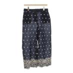 ショッピングzara 未使用品 ザラ ZARA パンツ M ネイビー 花柄 裾刺繍 /JP レディース