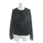 ザラ ZARA ジャケット 上着 S 黒 ブラック 透かし編み ノーカラー 長袖 /AP レディース