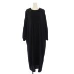 ショッピングエヴァ エヴァムエヴァ evam eva シャーリング ワンピース 長袖 ロング 黒 /KH レディース