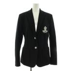 ローレンラルフローレン ブリオンジャガードブレザー テーラードジャケット シングル 刺繍 S 黒 ブラック 200797305004