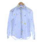 ポロ ラルフローレン POLO RALPH LAUREN シャツ 長袖 ストライプ柄 ペイント XS 水色 ライトブルー 白 ホワイト /AN14 メンズ