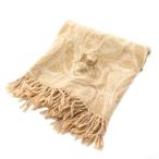 セリーヌ CELINE ひざ掛け ブランケット ウール フリンジ ペイズリー柄 ロゴ刺繍 70cm×125cm ベージュ FGV5002380 /YT その他