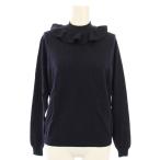 ミュウミュウ miumiu ニット セーター 長袖 フリル ウール 36 紺 /TK レディース