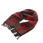 グッチ GUCCI マフラー フリンジ チェック柄 赤 黒 マルチカラー /MI ■OH レディース
