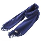 ジョンストンズオブエルガン Johnstons of Elgin マフラー フリンジ 無地 ワンカラー カシミヤ 190×70cm 紺 ネイビー /BB レディース