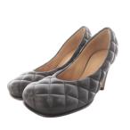 ボッテガヴェネタ BOTTEGA VENETA パテッドブロック パンプス ヒール スクエアトゥ レザー 37.5 黒 ブラック /AN3 レディース