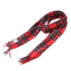 未使用品 ジョンストンズオブエルガン Johnstons of Elgin マフラー フリンジ チェック柄 カシミヤ 赤 レッド タグ付き /BB レディース