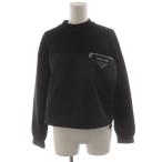 プラダ PRADA スウェット トレーナー ウール 36 黒 ブラック 長袖 モックネック ナイロン切替 124B36 S182 1RWL /AN44 レディース