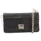 コムデギャルソン COMME des GARCONS ショルダーバッグ チェーン レザー 豚革 プッシュロック式 バイカラー 黒 シルバーカラー