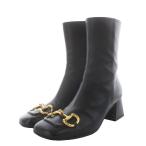 グッチ GUCCI ホースビット ミッドヒール スクエアトゥ レザー 37 黒 ブラック 643888 /AN24 レディース