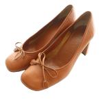 プラダ PRADA レザーパンプス ハイヒール リボン 35 茶 ブラウン /SS ■OS レディース