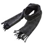 フェンディ FENDI マフラー フリンジ ウール ズッカ柄 ロゴ 総柄 グレー 黒 ブラック /BB ■OH レディース