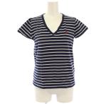 ポロ ラルフローレン POLO RALPH LAUREN Tシャツ カットソー XS 紺 ネイビー ボーダー Vネック 半袖 スモールポニー /HN