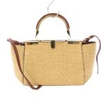 ザンチェッティ ZANCHETTI 3WAY かごバッグ カゴバッグ ハンドバッグ ワンハンドル ショルダーバッグ ラフィア レザー バイカラー