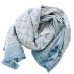 ルイヴィトン LOUIS VUITTON T-Shirting Monogram Shawl ショール モノグラム ストール 総柄 シルク 青 白 M71538 /BM ■OH レディース