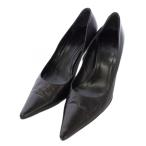 グッチ GUCCI レザー パンプス ポインテッドトゥ ヒール 36.5 C 黒 /TK ●D レディース