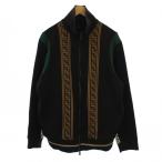 フェンディ FENDI ズッカ柄ラインコットントラックジャケット ジップアップ L ブラック ベージュ /BM メンズ