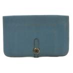 エルメス HERMES ドゴン デュオ ブルージーン 長財布 二つ折り □G刻印 レザー 青 ブルー /YT ■OH