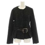 ショッピングzara ザラ ZARA ノーカラージャケット XS ツイード 黒 /LP ■MA レディース