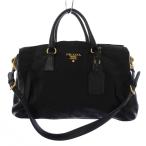 プラダ PRADA ハンドバッグ ショルダーバッグ 2WAY ナイロン レザー 黒 1BA173 /KH ■OH レディース