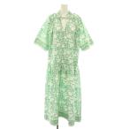 ショッピングロンハーマン ロンハーマン エスゼット ブロックプリント ユヴァドレスニラ ワンピース ロング 半袖 総柄 XS ミントグリーン 白 3710300389 レディース