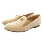  Chanel CHANEL здесь Mark опера обувь Loafer кожа 35.5 бежевый G29583 /KU 9 женский 