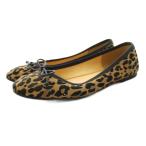  United Arrows балетки плоская обувь замша Leopard рисунок леопардовая расцветка лента 36.5 чай Brown чёрный черный 
