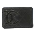  Chanel CHANEL can bonla длиннохвостый попугай ko Mark футляр для карточек кожа чёрный черный /KU #OH женский 