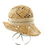 ボルサリーノ Borsalino 麦わら帽子 ストローハット リボン 編み込み ベージュ /BB ■GY30 レディース