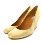 ランバン LANVIN パンプス アーモンドトゥ ウェッジソール エスパドリーユ レザー 36 22.5cm ゴールド /YT ■OF レディース