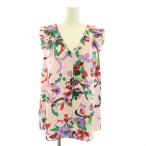 ケイトスペード KATE SPADE ブラウス カットソー Vネック ノースリーブ 花柄 フリル XS ピンク NJMUB456 /DK ■GY30 ■PN レディース