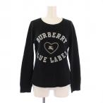 バーバリーブルーレーベル BURBERRY BLUE LABEL トレーナー スウェット 長袖 クルーネック ロゴ ストレッチ 38 黒 ブラック