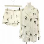  Gelato Pique салон одежда пижама выставить верх и низ кошка узор атлас рубашка длинный рукав шорты F белый женский 