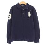 ポロ ラルフローレン POLO RALPH LAUREN ポロシャツ ビッグポニー 刺繍 長袖 S/P 8 紺 ネイビー /TK ■MA キッズ