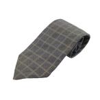  Hermes HERMES широкий галстук галстук в клетку шелк шелк linen. лен серый /AN #GY09 #OH мужской 