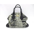 ヴィヴィアンウエストウッド Vivienne Westwood ヤスミンバッグ ブラック×ホワイト キャンバス×レザー ハンドバッグ ボストンバッグ 総柄