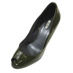 ミュウミュウ miumiu パテントレザー オープントゥ パンプス ウェッジソール エナメル 靴 サイズ36 グリーン 緑 レディース