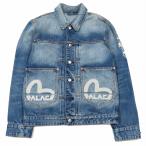 エヴィス EVISU × パレス Palace ロゴ刺繍 ダイスダイコックプリント レギュラーフィット デニムジャケット ブルゾン ジージャン ブルー系