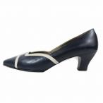 イヴサンローラン YVES SAINT LAURENT パンプス スクエアトゥ ミドルヒール レザー シューズ 36 ネイビー/3YBA11 レディース