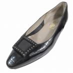 イヴサンローラン YVES SAINT LAURENT エナメル フラットシューズ パンプス ローヒール 36 黒 ブラック/9YBA11 レディース