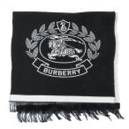 バーバリー BURBERRY 大判 リバーシブル マフラー ロゴ フリンジ ショール ブラック メンズ