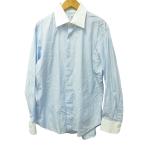 ERRICO FORMICOLA エッリコフォルミコラ 近年モデル クレリックシャツ ドレスシャツ 長袖 ライトブルー 白 41/16 約L〜XL 1012 IBO44