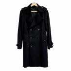 バーバリーブラックレーベル BURBERRY BLACK LABEL ウール トレンチコート ジャケット アンゴラ混 裏地チェック 黒 ブラック 38 M相当