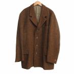 ハリスツイード Harris Tweed CARUSO カルーソ MACO社 希少 イタリア製 ヴィンテージ ツイード チェスターコート 茶 ブラウン L IBO68 メン